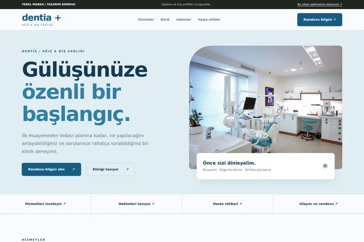 Diş Kliniği örnek web sitesi ekran görüntüsü