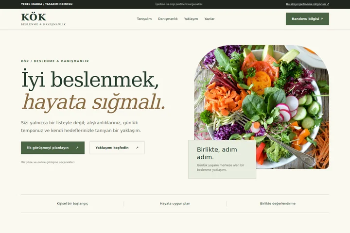 Diyetisyen örnek web sitesi ekran görüntüsü