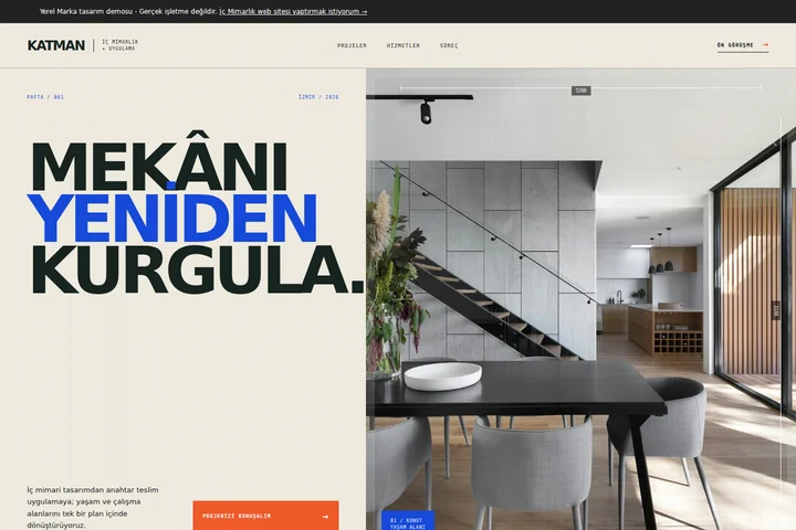 İç Mimarlık örnek web sitesi ekran görüntüsü