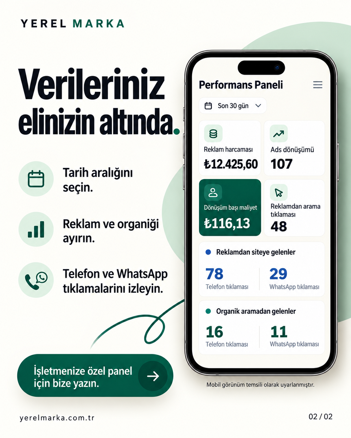 Pusula paneli için temsili mobil görünüm