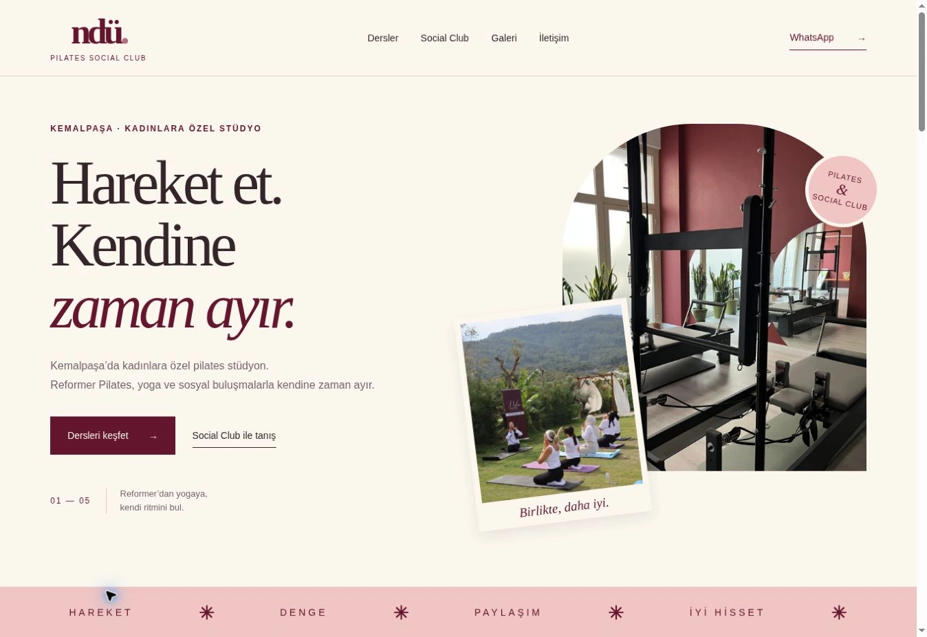 NDÜ Pilates Social Club web sitesi